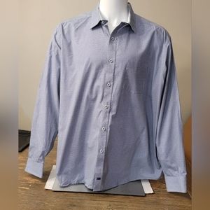 Johnston & Murphy 3XL XXXL 100% Cotton  Blue Scale Button Down Dress Shirt
